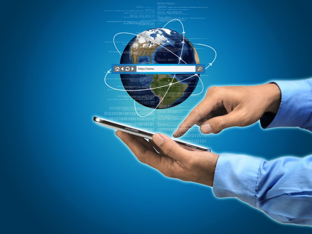 Representação de internet com alta capacidade de dados e conectividade entre sistemas digitais, definição da diferença de fibra óptica para internet normal